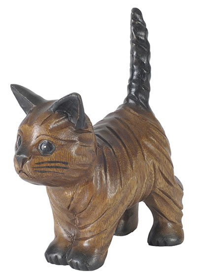 Wooden Cat Walking With Tail Up